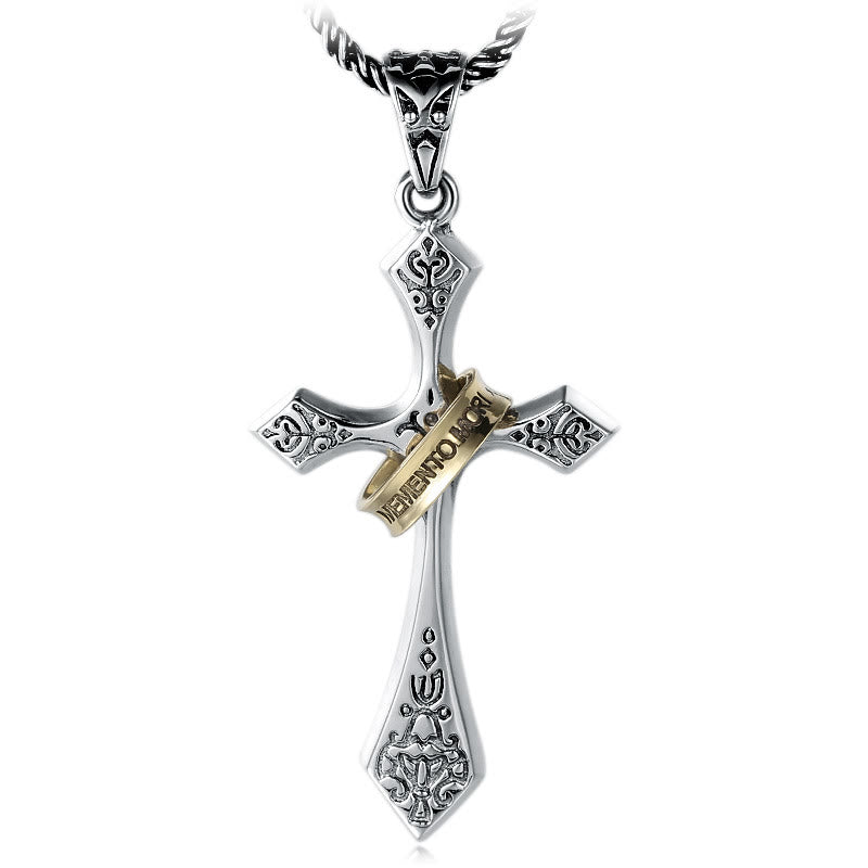 Christianartworkshop Klassische Kreuzkette aus Sterlingsilber mit drehbarem Ring: Ein tiefgründiges Symbol ewigen Glaubens - image 4