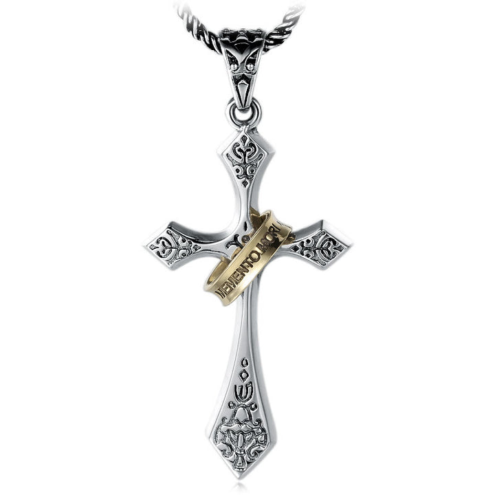 Christianartworkshop Klassische Kreuzkette aus Sterlingsilber mit drehbarem Ring: Ein tiefgründiges Symbol ewigen Glaubens - image 4
