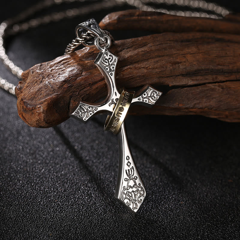 Christianartworkshop Klassische Kreuzkette aus Sterlingsilber mit drehbarem Ring: Ein tiefgründiges Symbol ewigen Glaubens - 925er Sterlingsilber - image 0