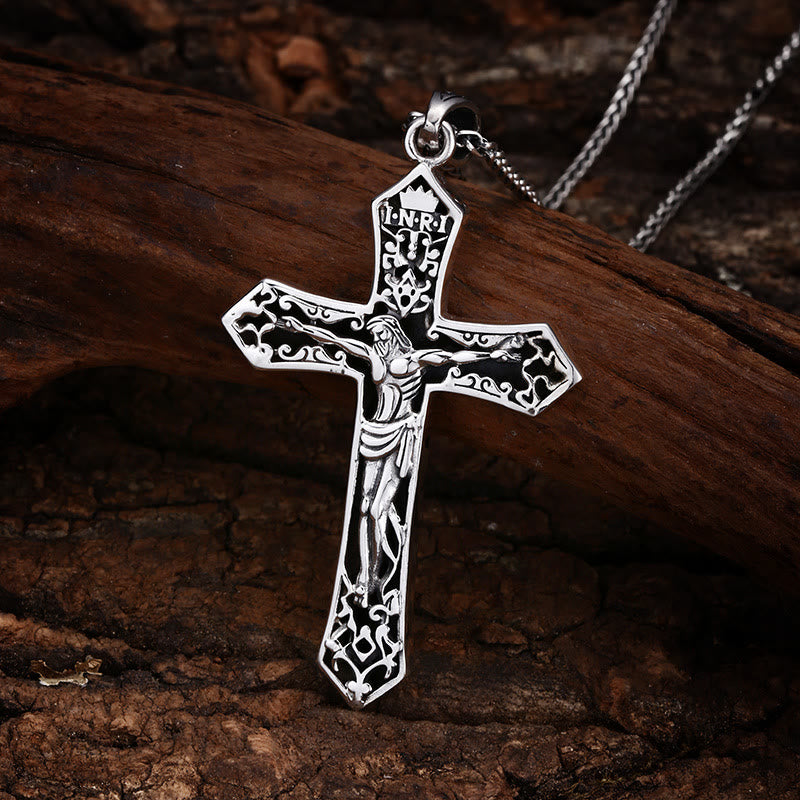 Christianartworkshop Vintage-Kreuzanhänger aus Sterlingsilber mit INRI-Symbol: Ein zeitloses Symbol für Opferbereitschaft und Gnade - 925 Sterlingsilber - image 0