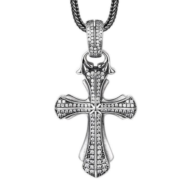 Christianartworkshop Klassische Kreuzkette aus Sterlingsilber mit schillernden Steinen: Ein tiefgründiges Symbol des Glaubens - image 4