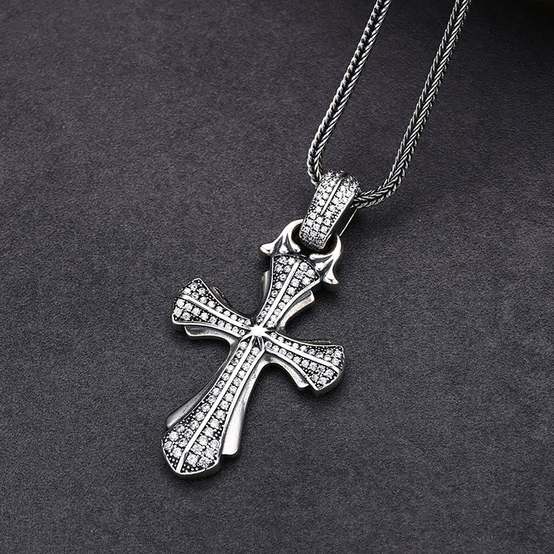 Christianartworkshop Klassische Kreuzkette aus Sterlingsilber mit schillernden Steinen: Ein tiefgründiges Symbol des Glaubens - image 2