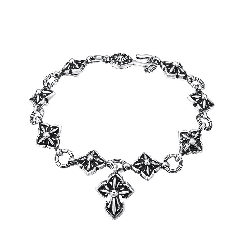 Christianartworkshop – Kreuzarmband aus Sterlingsilber im Retro-Stil mit Blumenmotiven: Ein nostalgisches Zeichen des Glaubens - image 4