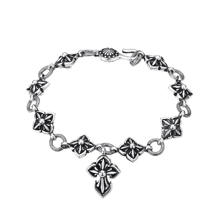 Christianartworkshop – Kreuzarmband aus Sterlingsilber im Retro-Stil mit Blumenmotiven: Ein nostalgisches Zeichen des Glaubens - image 4