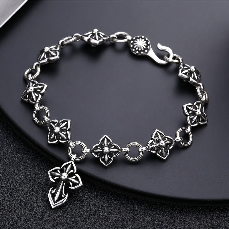 Christianartworkshop – Kreuzarmband aus Sterlingsilber im Retro-Stil mit Blumenmotiven: Ein nostalgisches Zeichen des Glaubens - image 3