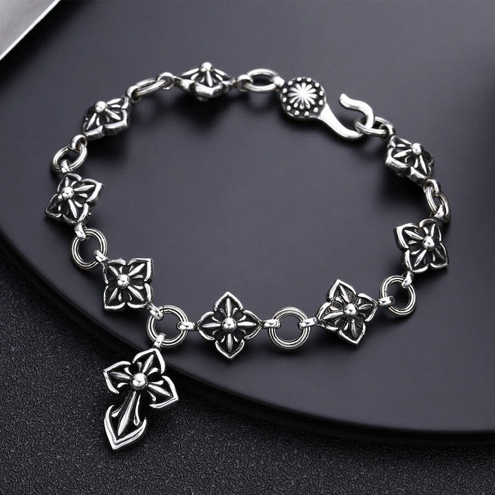 Christianartworkshop – Kreuzarmband aus Sterlingsilber im Retro-Stil mit Blumenmotiven: Ein nostalgisches Zeichen des Glaubens - image 3