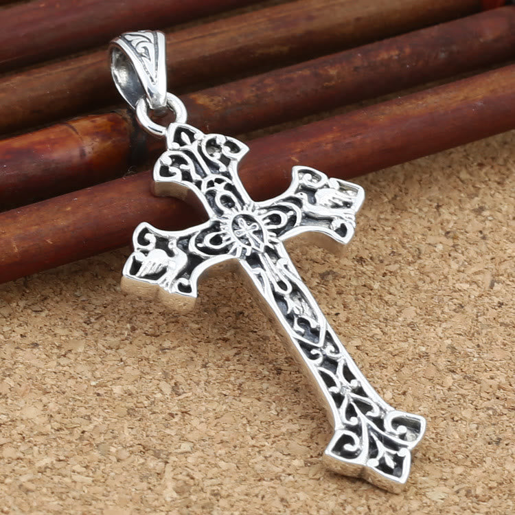 Christianartworkshop Vintage-Anhänger mit filigranem Kreuz-Ornament aus Silber: Ein geschätztes Symbol spiritueller Verbindung - 925er Sterlingsilber - image 0