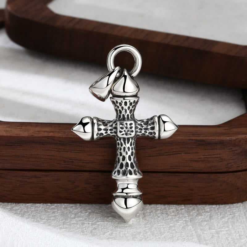 Christianartworkshop Künstlerisch strukturierter Silberkreuzanhänger: Eine einzigartige Mischung aus Kunst und Glauben - 925er Sterlingsilber - image 0