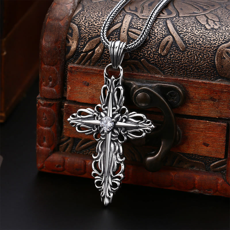 Christianartworkshop Klassische Filigran-Kreuzkette aus Sterlingsilber mit Zirkonia: Ein tiefgründiges Symbol des Glaubens - 925er Sterlingsilber - image 0