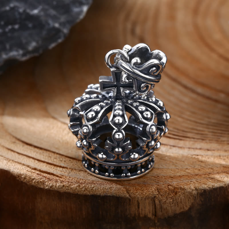 Christianartworkshop Vintage-Anhänger aus Sterlingsilber mit Kronenkreuz: Ein wertvolles Symbol spiritueller Verbundenheit - 925 Sterlingsilber - image 0