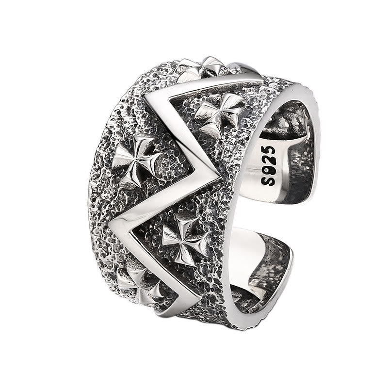 Christianartworkshop Klassischer 925er Silberkreuz-Ring mit Muster: Ein tiefgründiges Symbol des Glaubens - image 4