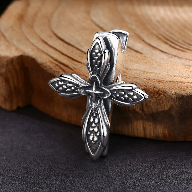 Christianartworkshop Haarspange im Vintage-Stil mit strukturiertem silbernem Kreuzornament: Ein geschätztes Symbol spiritueller Verbindung - 925er Sterlingsilber - image 0