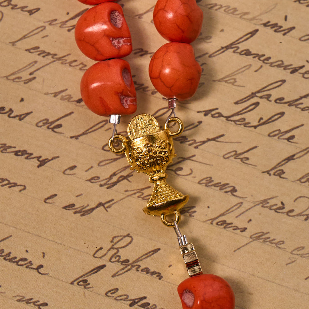 Christianartworkshop Licht über Dunkelheit – Heiliger Gral der Erlösung mit mystischem Rosenkranz aus purpurroten Totenkopfperlen - image 8