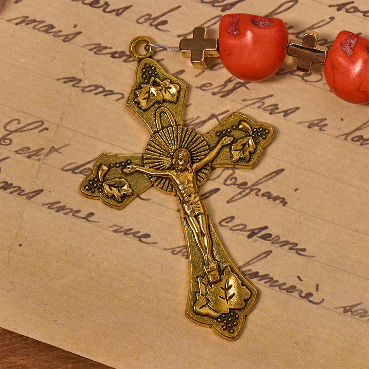Christianartworkshop Licht über Dunkelheit – Heiliger Gral der Erlösung mit mystischem Rosenkranz aus purpurroten Totenkopfperlen - image 9
