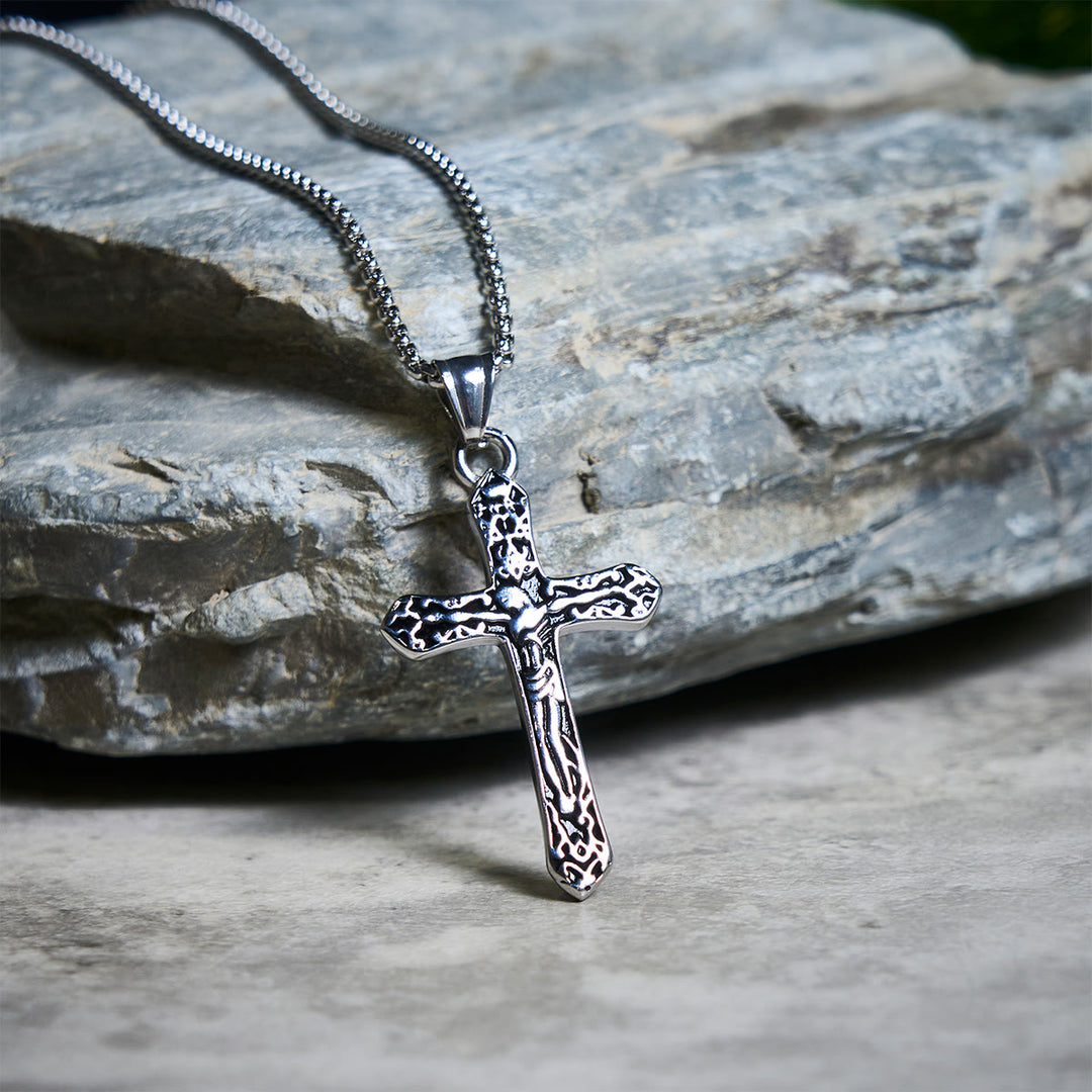 Christianartworkshop Klassische Halskette mit verziertem Kreuz aus Edelstahl: Ein tiefgründiges Symbol des Glaubens - Edelstahl - image 0
