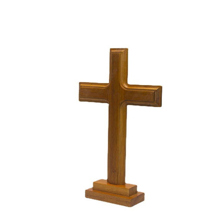 Christianartworkshop Minimalistisches Holzkreuz-Dekor mit Sockel: Ein subtiles Zeichen spiritueller Gelassenheit - image 5