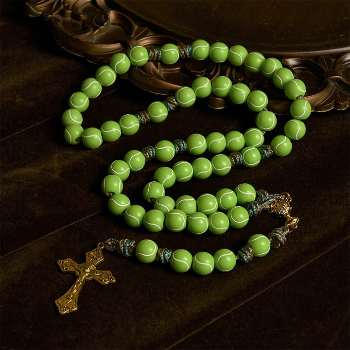 Christianartworkshop Siegeskreuz mit dynamischem Tennis-Gebetsrosenkranz: Glaube trifft sportliche Leidenschaft - image 2
