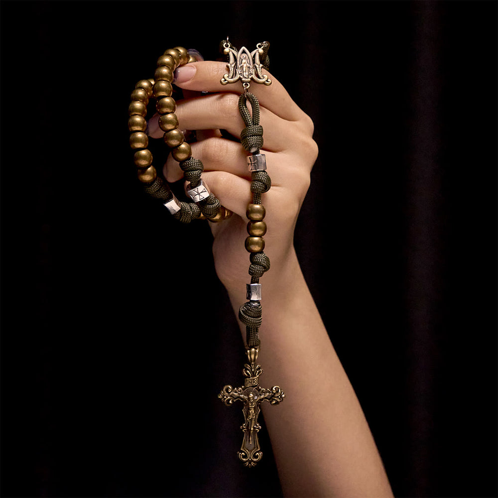 Christianartworkshop Enduring Faith Paracord-Rosenkranz mit Bronzeperlen: Tradition mit Stärke gewebt - image 1