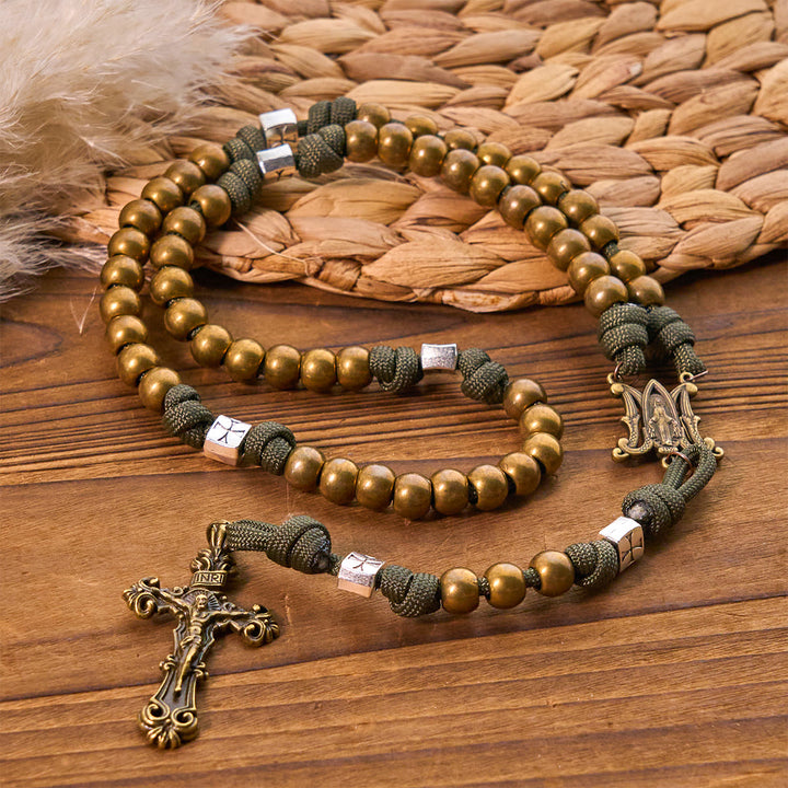 Christianartworkshop Enduring Faith Paracord-Rosenkranz mit Bronzeperlen: Tradition mit Stärke gewebt - image 3