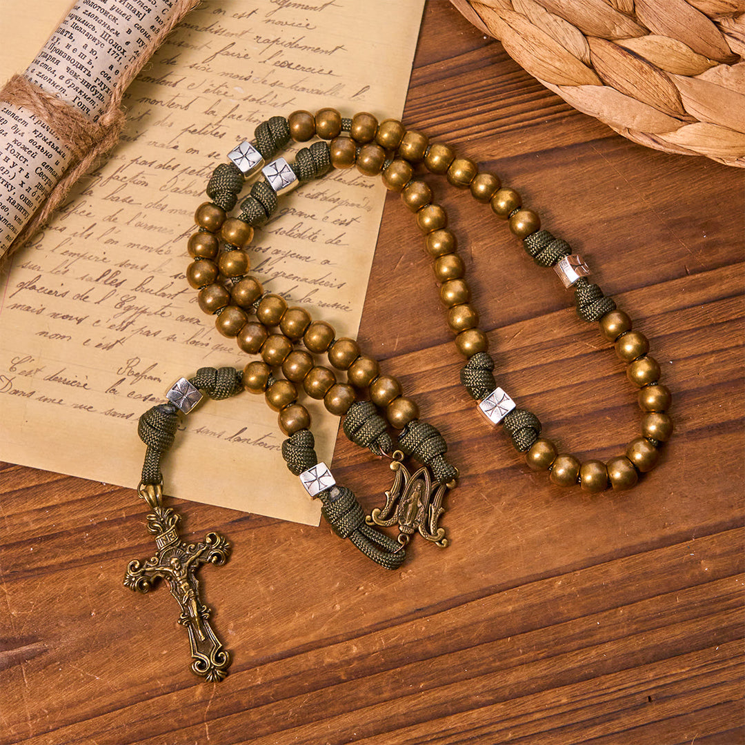 Christianartworkshop Enduring Faith Paracord-Rosenkranz mit Bronzeperlen: Tradition mit Stärke gewebt - image 5