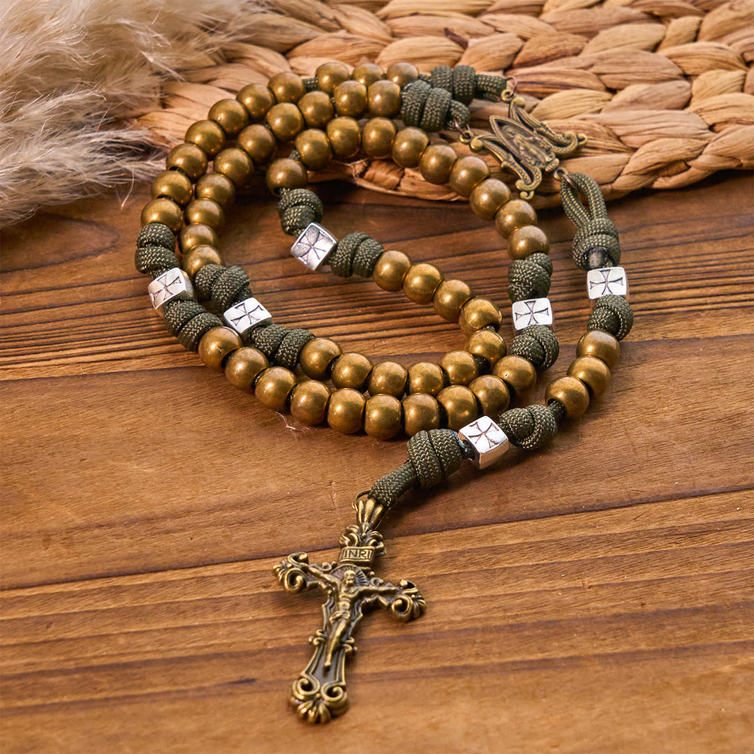 Christianartworkshop Enduring Faith Paracord-Rosenkranz mit Bronzeperlen: Tradition mit Stärke gewebt - Paracord-Segensrosenkranz - image 0