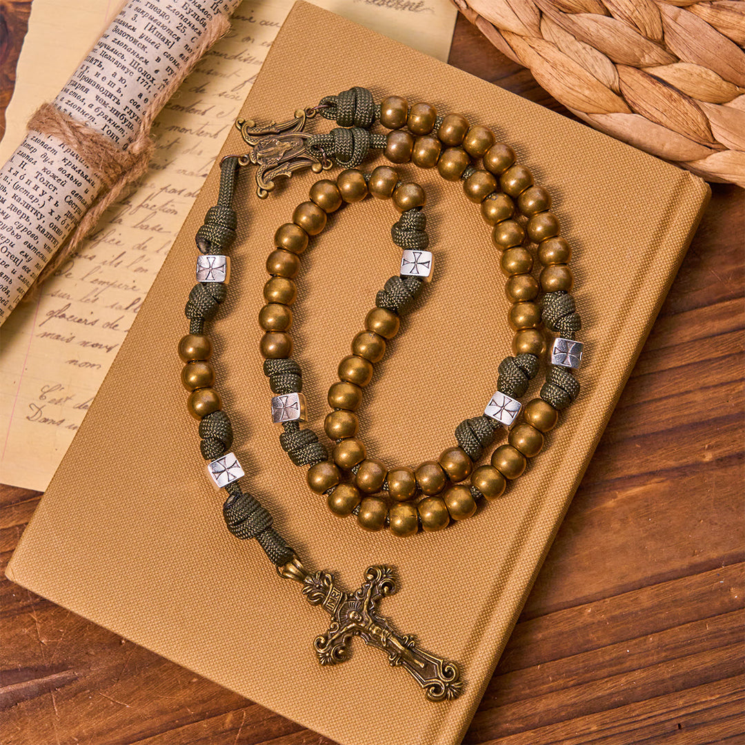 Christianartworkshop Enduring Faith Paracord-Rosenkranz mit Bronzeperlen: Tradition mit Stärke gewebt - image 4