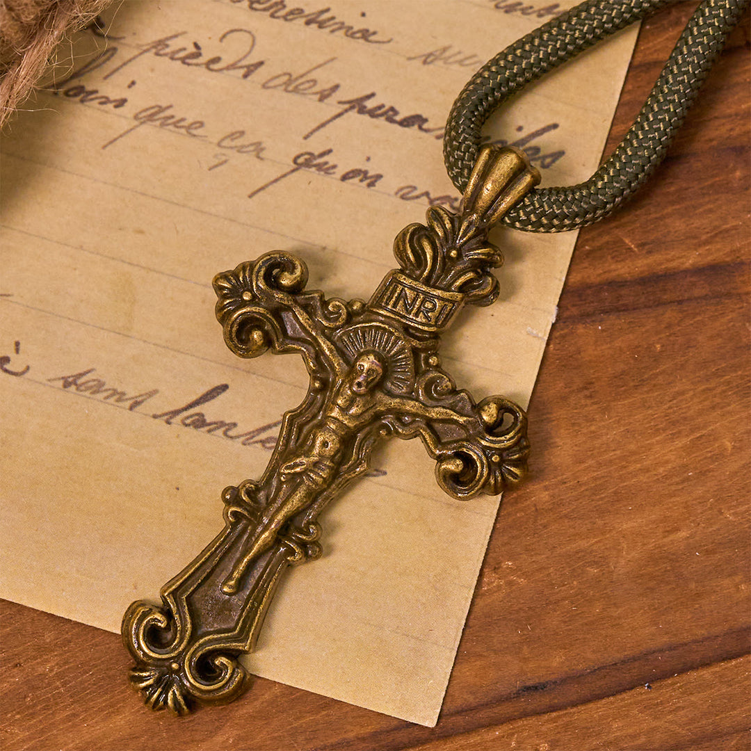 Christianartworkshop St. Benedikt Schutz All-Place Tragbare Bronze Perlen Nylon Schnur Tasche Rosenkranz - image 7