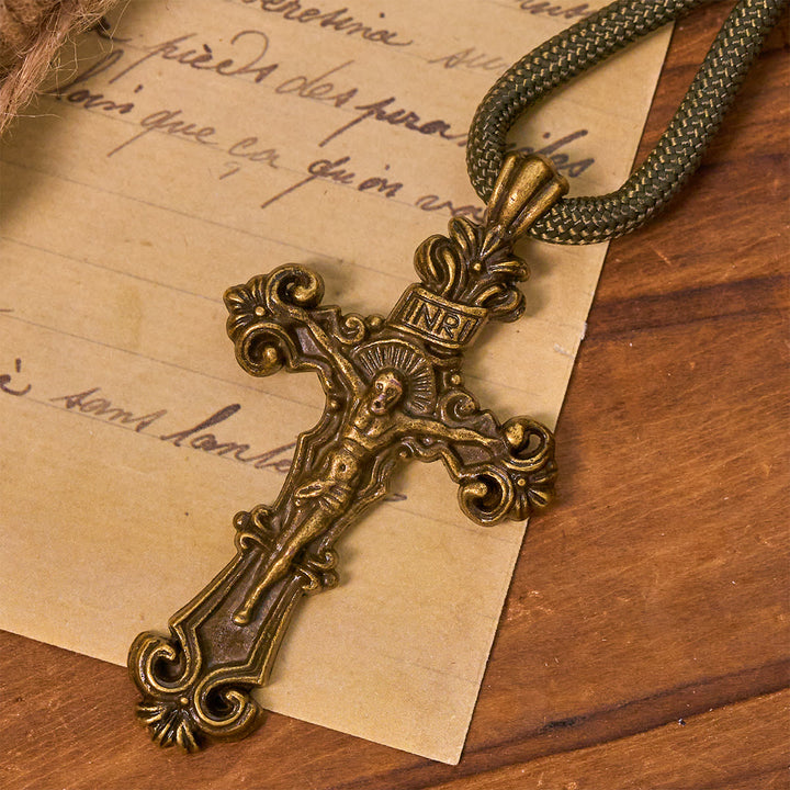 Christianartworkshop St. Benedikt Schutz All-Place Tragbare Bronze Perlen Nylon Schnur Tasche Rosenkranz - image 7