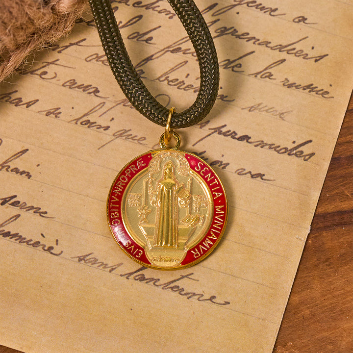 Christianartworkshop St. Benedikt Schutz All-Place Tragbare Bronze Perlen Nylon Schnur Tasche Rosenkranz - image 6