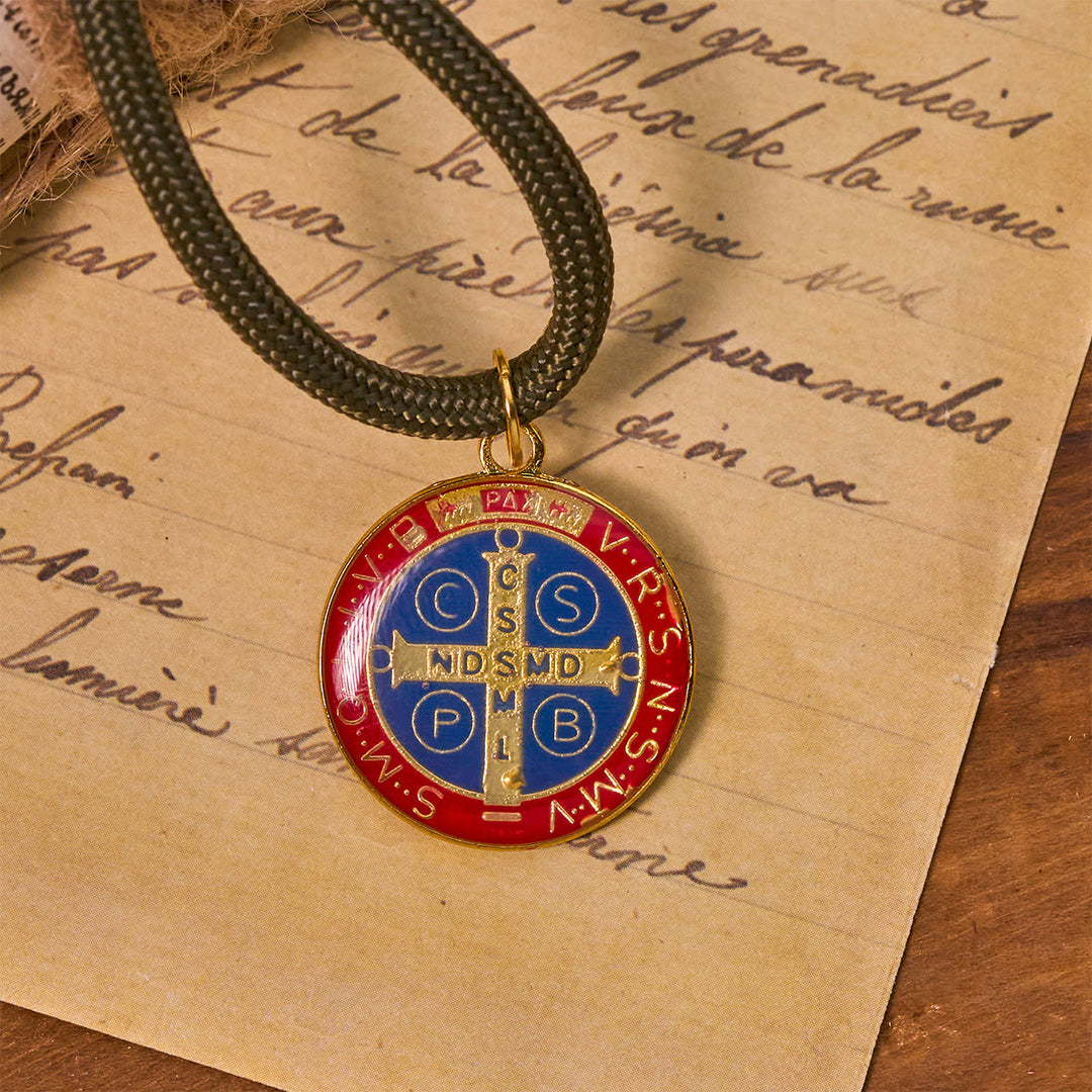 Christianartworkshop St. Benedikt Schutz All-Place Tragbare Bronze Perlen Nylon Schnur Tasche Rosenkranz - image 5