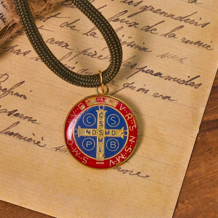 Christianartworkshop St. Benedikt Schutz All-Place Tragbare Bronze Perlen Nylon Schnur Tasche Rosenkranz - image 5