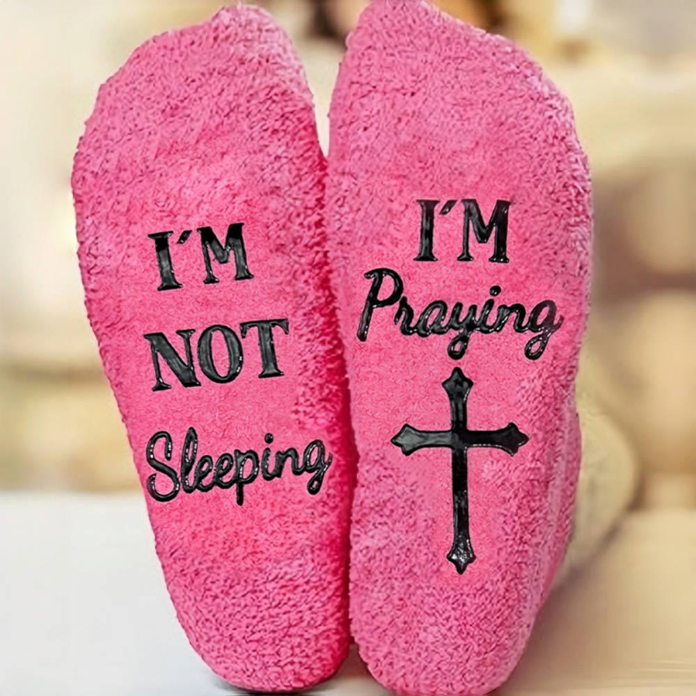 Christianartworkshop Divine Warmth Faithful Comfort I'M Praying Korallenfleece-Socken - 10 Paare - image 0