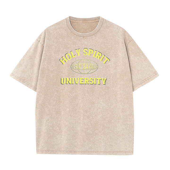 Christianartworkshop Holy Spirit University God Saves Unisex gewaschenes T-Shirt - Aprikose - 5XL - image 9