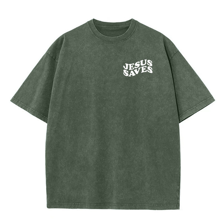 Christianartworkshop Unisex T-Shirt mit Jesus-Rettungskreuz-Grafik, gewaschen - image 4