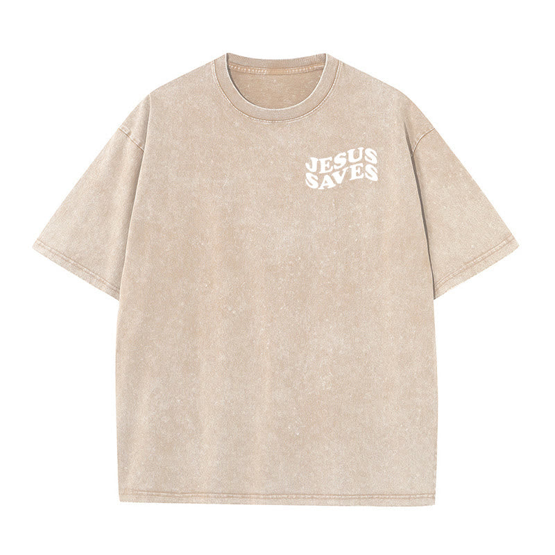 Christianartworkshop Unisex T-Shirt mit Jesus-Rettungskreuz-Grafik, gewaschen - image 18