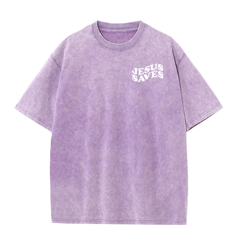 Christianartworkshop Unisex T-Shirt mit Jesus-Rettungskreuz-Grafik, gewaschen - image 8