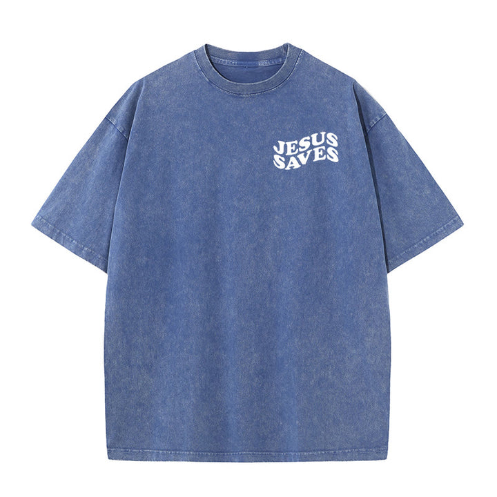 Christianartworkshop Unisex T-Shirt mit Jesus-Rettungskreuz-Grafik, gewaschen - image 10