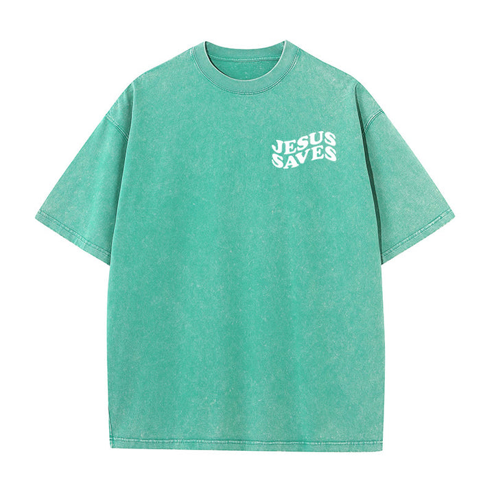 Christianartworkshop Unisex T-Shirt mit Jesus-Rettungskreuz-Grafik, gewaschen - image 14