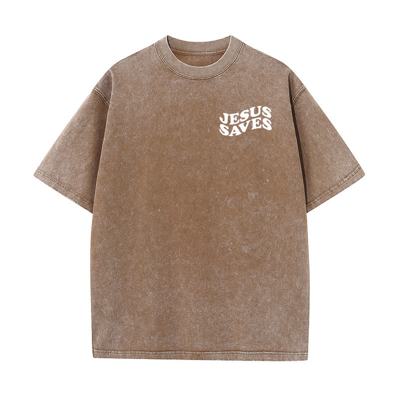 Christianartworkshop Unisex T-Shirt mit Jesus-Rettungskreuz-Grafik, gewaschen - image 16