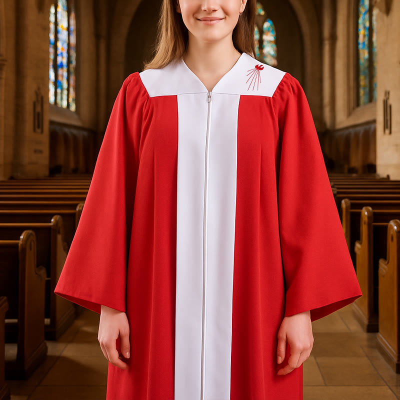 Christianartworkshop Elegante rote Priesterrobe mit Taube des Heiligen Geistes: Diene mit Glauben und Licht - 3XL - image 0