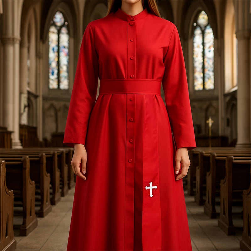 Elegante dreifarbige liturgische Priestergewänder von Christianartworkshop mit Taillenband und Kreuz - image 3
