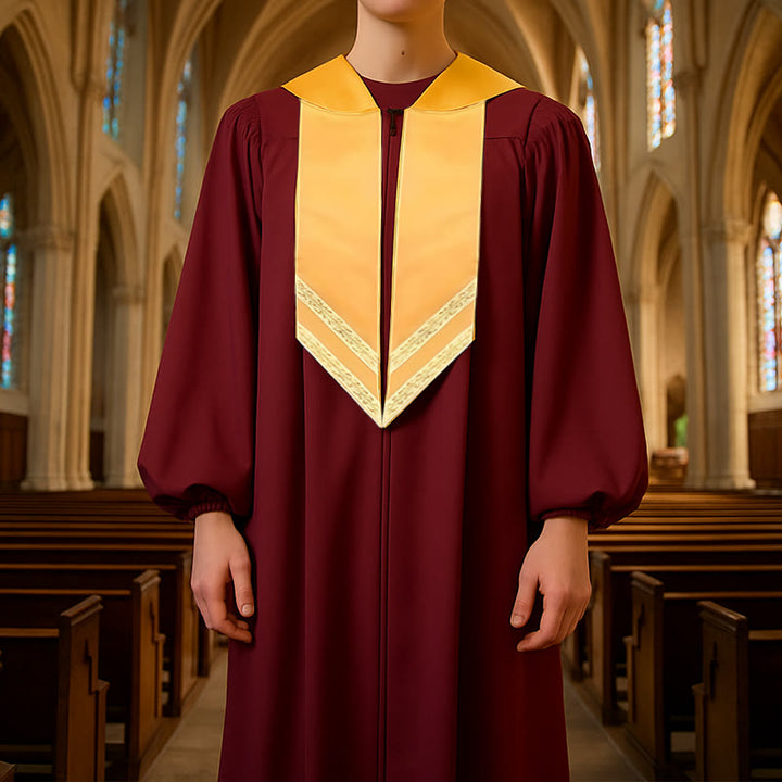 Christianartworkshop Klassische, vielseitige 4-farbige Priesterrobe mit goldenem V-Kragen-Design - Wein - 3XL - image 6
