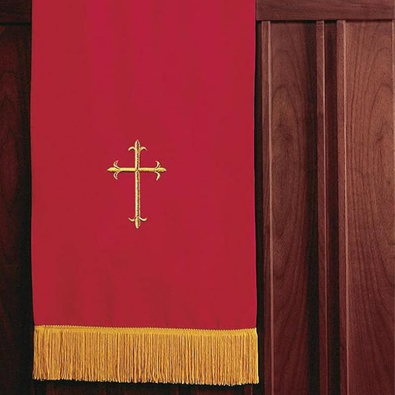 Christianartworkshop Komplettes Kirchenparament-Set: Tischläufer, Lesepulttuch und Bibellesezeichen in Rot und Weiß - image 8