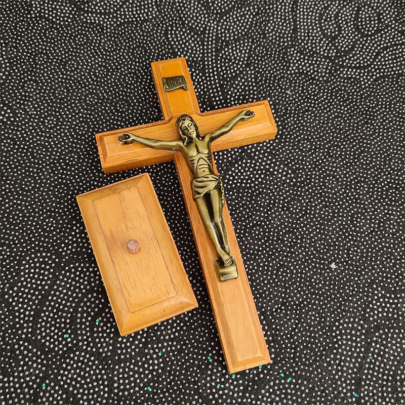 Christianartworkshop Holzkruzifix mit Bronze – getönte Figur: Ein zeitloses Symbol der Hingabe - image 1