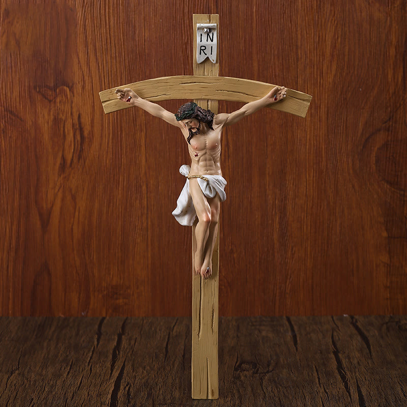Christianartworkshop Detaillierte Jesusfigur auf hellem Harzkruzifix: Heiliges Dekor - Kruzifix - image 0