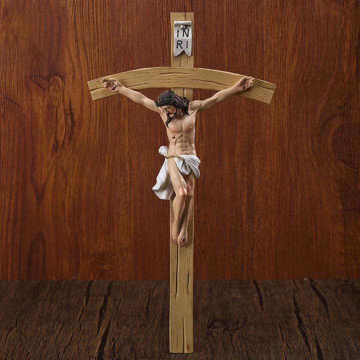 Christianartworkshop Detaillierte Jesusfigur auf hellem Harzkruzifix: Heiliges Dekor - Kruzifix - image 0