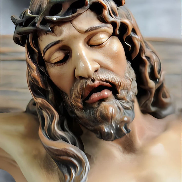 Christianartworkshop Wandkruzifix aus dunklem Kunstharz: Realistisches Jesus- und INRI-Detail - image 7