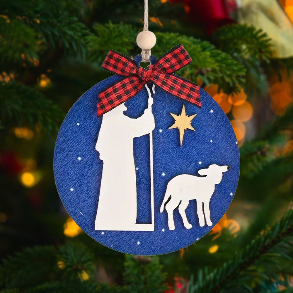 Christianartworkshop Klassischer Stil Heilige Nacht Hirten Lamm Stern Weihnachtskrippe Hängende Ornamente - Weihnachtskrippe - image 0