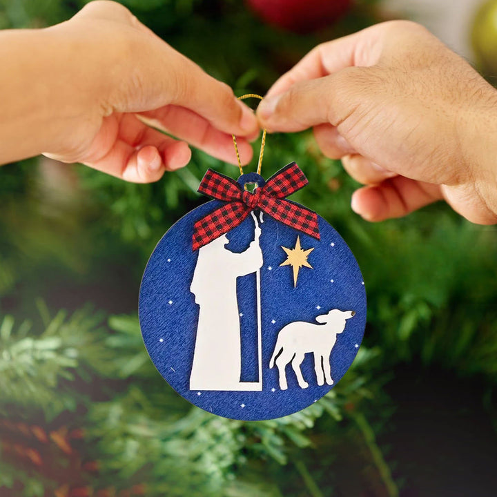 Christianartworkshop Klassischer Stil Heilige Nacht Hirten Lamm Stern Weihnachtskrippe Hängende Ornamente - image 4