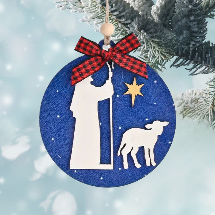 Christianartworkshop Klassischer Stil Heilige Nacht Hirten Lamm Stern Weihnachtskrippe Hängende Ornamente - image 2
